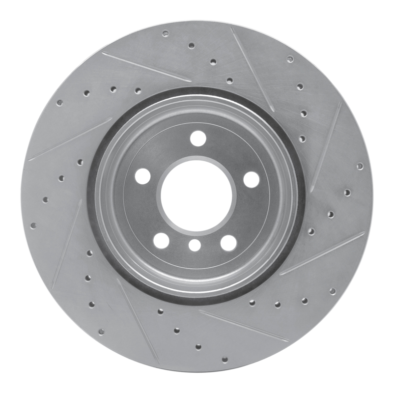 BMW 640I Brake Rotor (1) - Rear Left - R1 Concepts - Drilled & Slotted - Silver - `10-`19